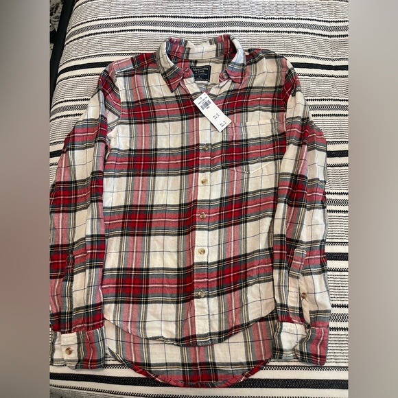 Abercrombie & Fitch Red and White Plaid Shirt - Picture 1 of 3